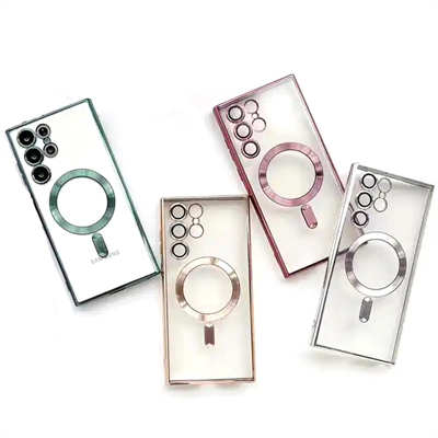 Cell phone accessories supplier wholesale Samsung S23 electroplating case with magsafe