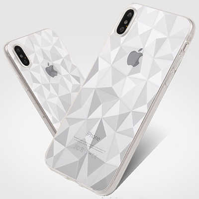 Cell phone accessories personalized diamond pattern iPhone XR transparent case