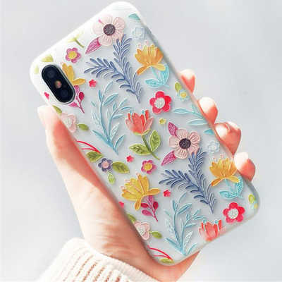 iPhone Cover Suppliers flower emboss painting case iPhone Xs colorful soft case