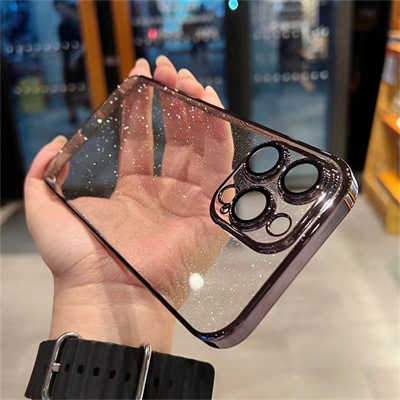 Mobile phone accessories exporter electroplated glitter PC case iPhone 15 case