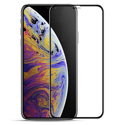 Wholesale 2.5D full cover silk printing screen protector iPhone Xs max tempered glass